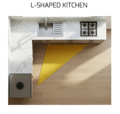Modern L-shaped kitchen design in Bangladesh with glossy modular cabinets, corner storage, and space-saving layout for small homes and apartments